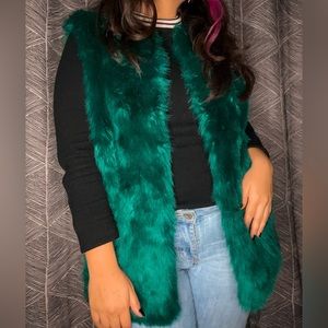 Blue/Green Faux Fur Vest (Large)